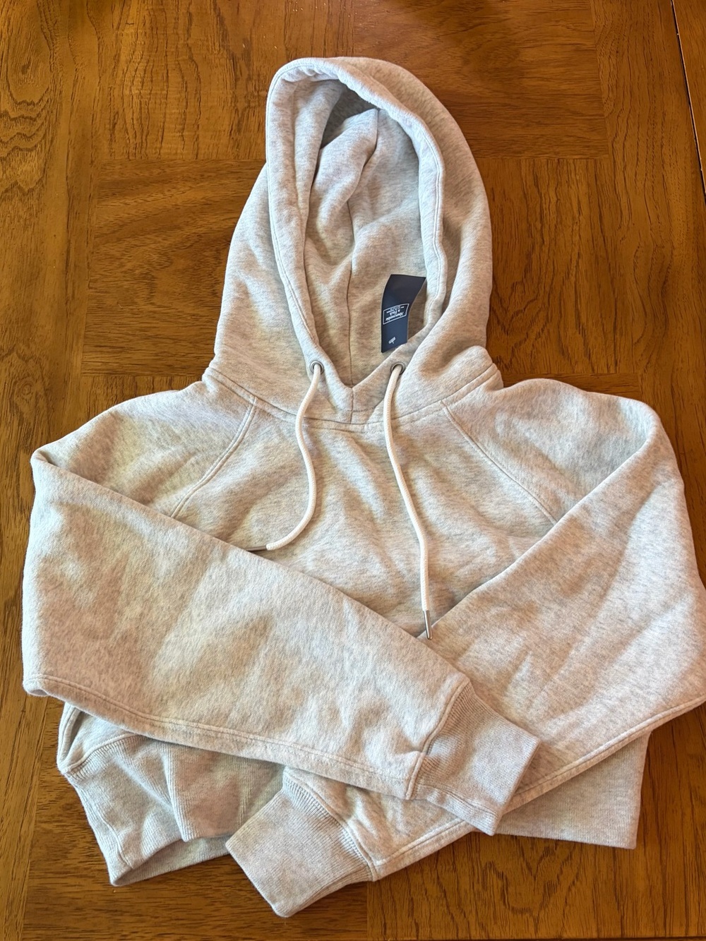 Light Gray Abercrombie & Fitch Cropped Hooded Sweatshirt